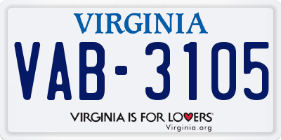 VA license plate VAB3105