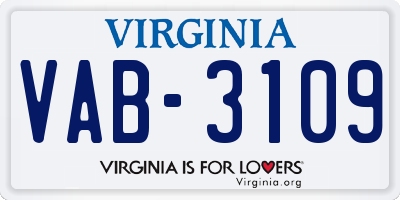 VA license plate VAB3109