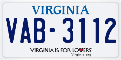 VA license plate VAB3112