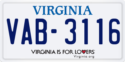 VA license plate VAB3116
