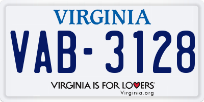 VA license plate VAB3128