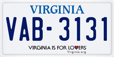 VA license plate VAB3131