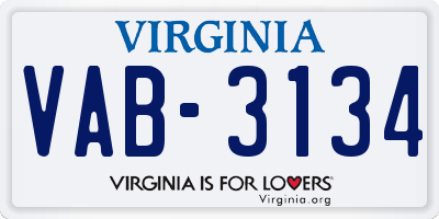 VA license plate VAB3134