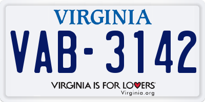 VA license plate VAB3142