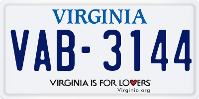 VA license plate VAB3144