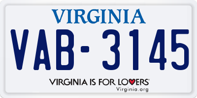 VA license plate VAB3145