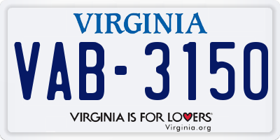 VA license plate VAB3150