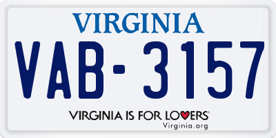 VA license plate VAB3157