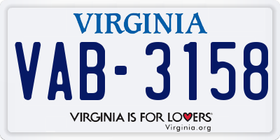 VA license plate VAB3158