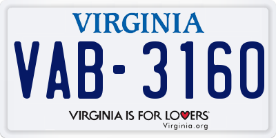 VA license plate VAB3160