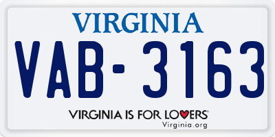 VA license plate VAB3163