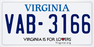 VA license plate VAB3166