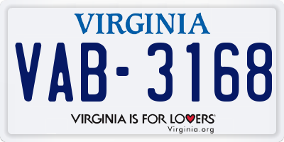 VA license plate VAB3168