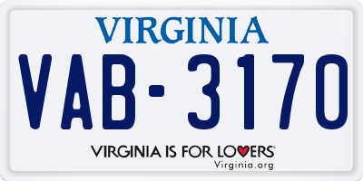 VA license plate VAB3170