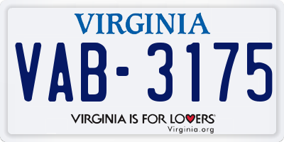 VA license plate VAB3175