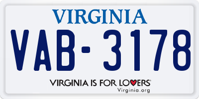 VA license plate VAB3178