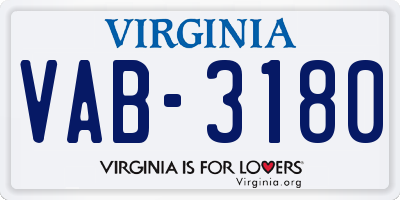 VA license plate VAB3180