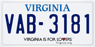 VA license plate VAB3181