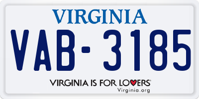VA license plate VAB3185