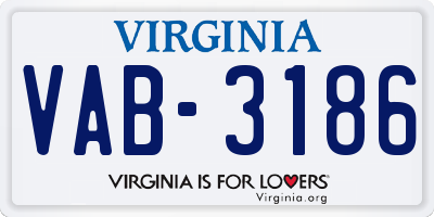 VA license plate VAB3186