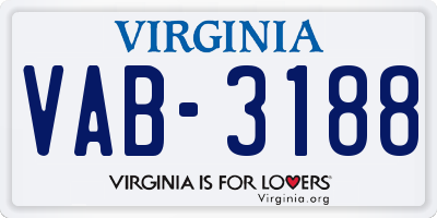 VA license plate VAB3188