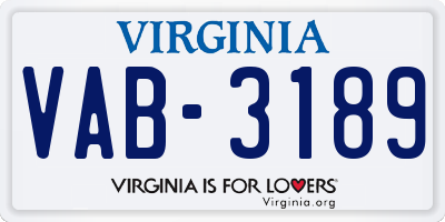 VA license plate VAB3189