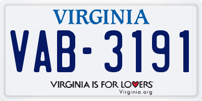 VA license plate VAB3191