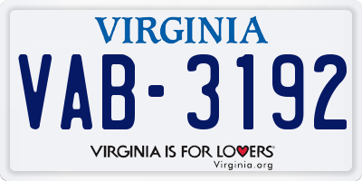 VA license plate VAB3192