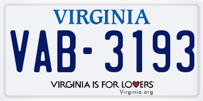 VA license plate VAB3193