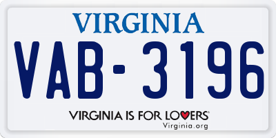 VA license plate VAB3196