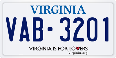 VA license plate VAB3201