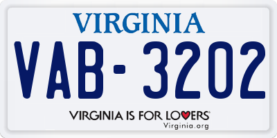 VA license plate VAB3202