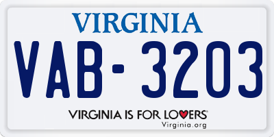 VA license plate VAB3203