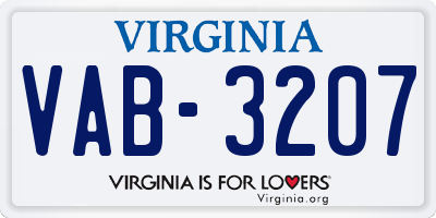 VA license plate VAB3207