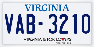 VA license plate VAB3210