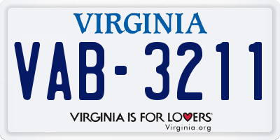 VA license plate VAB3211