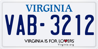 VA license plate VAB3212