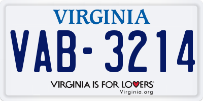 VA license plate VAB3214