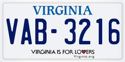 VA license plate VAB3216