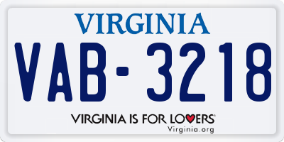 VA license plate VAB3218