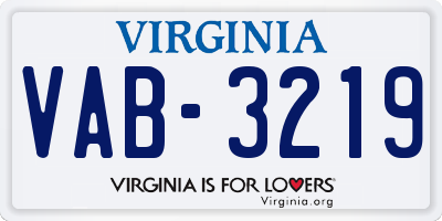 VA license plate VAB3219