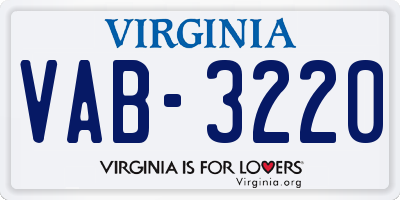 VA license plate VAB3220