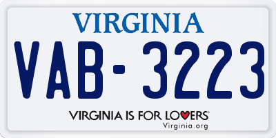 VA license plate VAB3223
