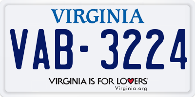 VA license plate VAB3224