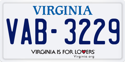 VA license plate VAB3229