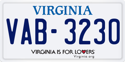 VA license plate VAB3230