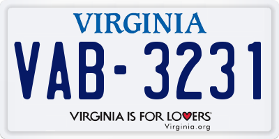 VA license plate VAB3231