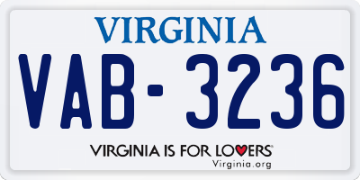 VA license plate VAB3236