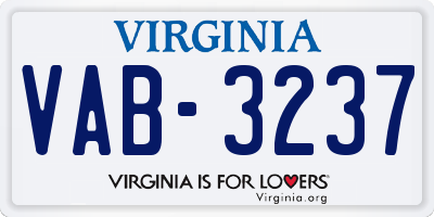 VA license plate VAB3237