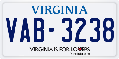 VA license plate VAB3238